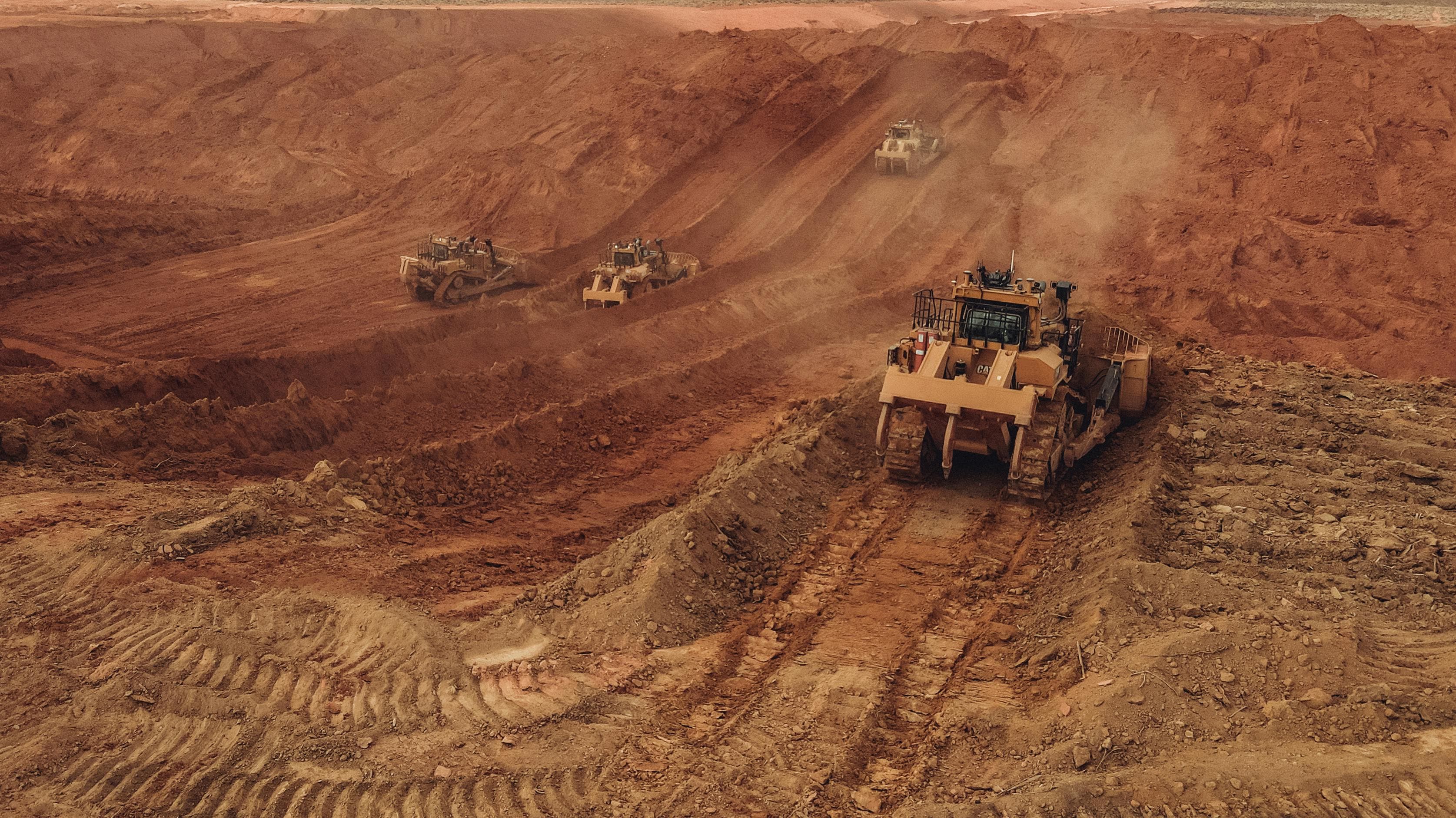 Aerial view of open-pit gold mine in Mali